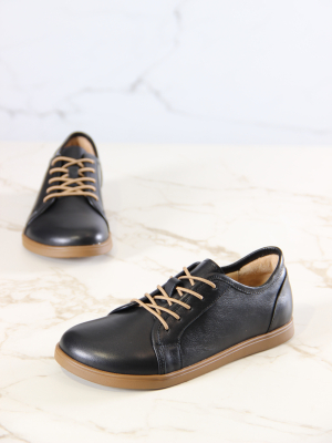 Кеды босоногие кожаные черные