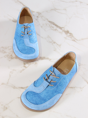 Босоногие туфли замшевые голубые